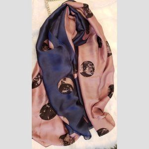 Blue and Muave Silk like  feeling Scarf Scarves Shawl